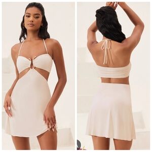 Oh Polly Coral Bandeau Mini Dress Ivory 2